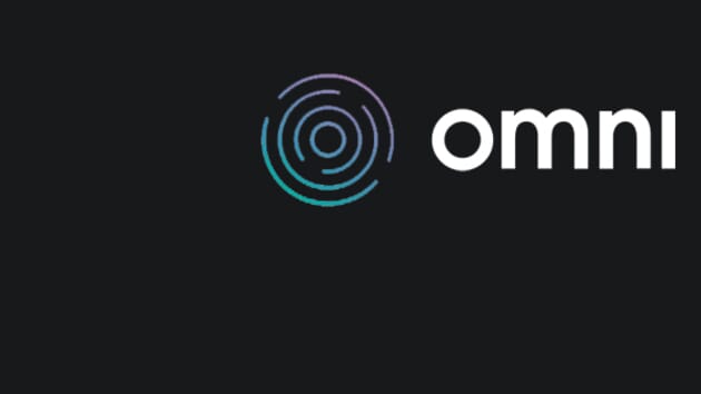 Audience insights platform. The omni logo is present. It is a circular maze, with a gradient of blue and lilac.