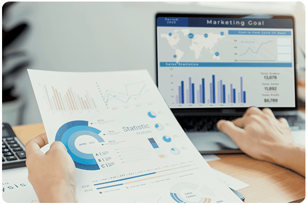 Data acqusition person loking at statistics